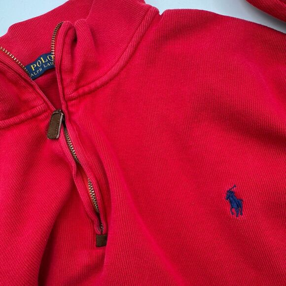 Polo Ralph Lauren Quarter Zip Sweater Mens 3XLT Red Big Tall Cotton Ribbed - Picture 8 of 11